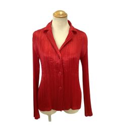 ♪♪ ISSEY MIYAKE イッセイミヤケ プリーツ ジャケット SIZE 3 IM42FD201 レッド Bランク