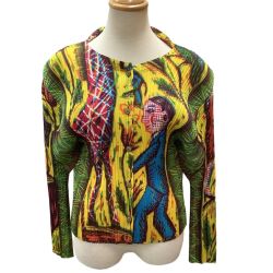 ISSEY MIYAKE イッセイミヤケ 美品 PLEATS PLEASE 総柄シャツ SIZE 3 PP14JD244 イエロー Bランク