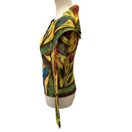 ISSEY MIYAKE イッセイミヤケ 美品 PLEATS PLEASE 総柄シャツ SIZE 3 PP14JD244 イエロー