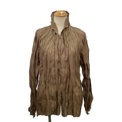 ♪♪ ISSEY MIYAKE イッセイミヤケ PLEATS PLEASE シャツ SIZE 3 PP42-PJ938 ブラウン Bランク