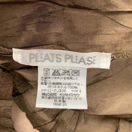  ISSEY MIYAKE イッセイミヤケ PLEATS PLEASE シャツ SIZE 3 PP42-PJ938 ブラウン