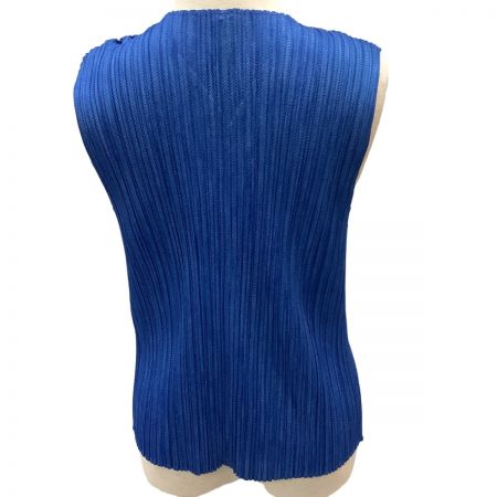  ISSEY MIYAKE イッセイミヤケ PLEATS PLEASE ベスト 転写 SIZE 3 PP86-JE250 ブルー