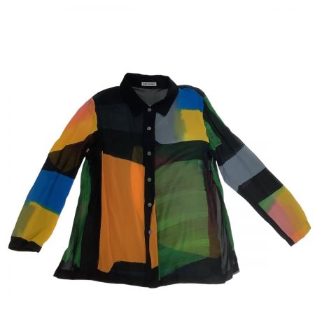  ISSEY MIYAKE イッセイミヤケ シルク シャツ SIZE M IM63-FJ101 マルチカラー