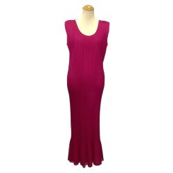 ♪♪ ISSEY MIYAKE イッセイミヤケ PLEATS PLEASE ワンピース メッシュ レイヤード PP14-JH676 ショッキングピンク Bランク