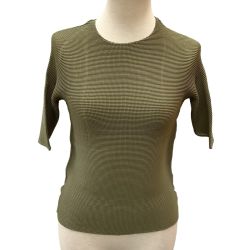 ♪♪ ISSEY MIYAKE(Ｔ) PLEATS PLEASE レディース カットソー SIZE 3 PP68FK207 カーキ Bランク