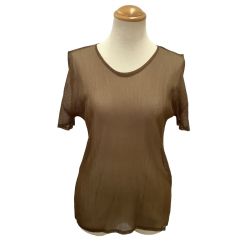 ISSEY MIYAKE イッセイミヤケ PLEATS PLEASE カットソー レース SIZE 3 ブラウン Bランク