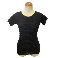 ISSEY MIYAKE イッセイミヤケ ワッフルプリーツ カットソー SIZE M IM92-FT103 ブラック Bランク