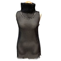 ♪♪ ISSEY MIYAKE me イッセイミヤケ メッシュ 網 タートルネックカットソー SIZE Free MI22AD511 ブラック Bランク