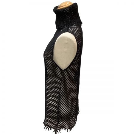  ISSEY MIYAKE me イッセイミヤケ メッシュ 網 タートルネックカットソー SIZE Free MI22AD511 ブラック
