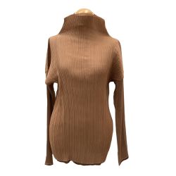 ♪♪ ISSEY MIYAKE イッセイミヤケ  SIZE 3 IM53-FJ808 ブラウン 重ね着風 カットソー プリーツ SIZE M Bランク