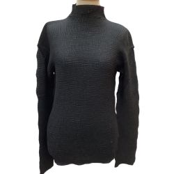 ♪♪ ISSEY MIYAKE イッセイミヤケ カットソー 波 ワッフル シフォン プリーツ SIZE 3 IM32FJ911 ブラック Bランク