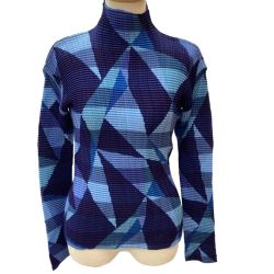 ISSEY MIYAKE イッセイミヤケ ワッフルプリーツ 総柄カットソー SIZE 2 IM93FJ819 ブルー Bランク