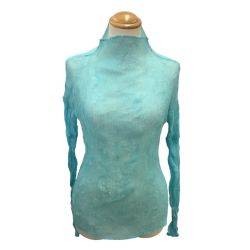 ISSEY MIYAKE イッセイミヤケ 波プリーツ シフォン  スカイブルー Bランク