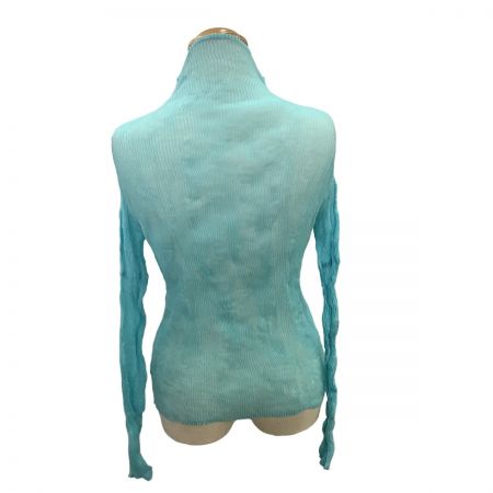 ISSEY MIYAKE イッセイミヤケ 波プリーツ シフォン  スカイブルー