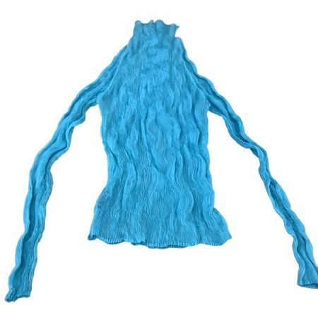 ISSEY MIYAKE イッセイミヤケ 波プリーツ シフォン  スカイブルー