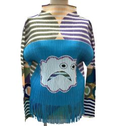 ISSEY MIYAKE イッセイミヤケ PLEATS PLEASE 激レア 雲柄 変形カットソー PP71-JK573 スカイブルー Bランク