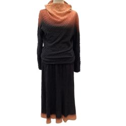 ♪♪ JURGEN LEHL ヨーガンレール セットアップ カットソー スカート グラデーション ブラック×オレンジ Bランク