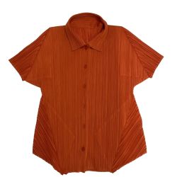 ♪♪ ISSEY MIYAKE イッセイミヤケ PLEATS PLEASE 変形 シャツ SIZE 3 PP33-JJ623 オレンジ Bランク