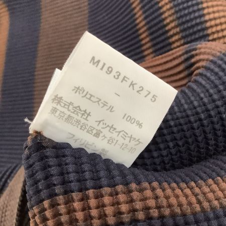 ISSEY MIYAKE イッセイミヤケ カットソー ボーダー ワッフルプリーツ MI93FK275 ネイビー×ブラウン