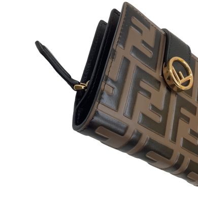 美品✨フェンディ FENDI 二つ折り 財布 ズッカ柄 ブラウン フェンディ Fendi 二つ折り財布 ズッカ柄 ブラウン キャンバス