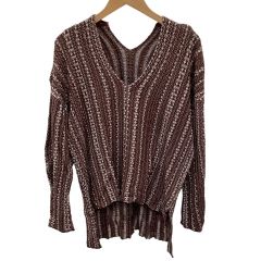 mamekurogouchi マメクロゴウチ レディース カットソー　SIZE 1 エスニック柄 ブラウン Bランク