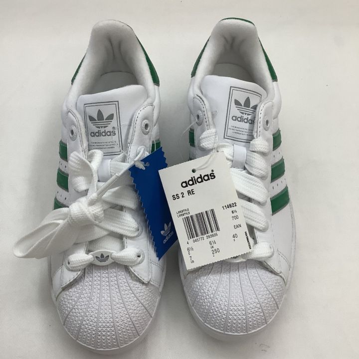 980円 adidas アディダス 未使用 メンズ レディース スニーカー SIZE 25cm ホワイト×グリーンライン｜中古｜なんでもリサイクルビッグバン