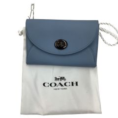 COACH コーチ 名刺入れ カード入れ レザー スカイブルー Bランク