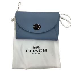 COACH コーチ 名刺入れ カード入れ レザー スカイブルー Bランク