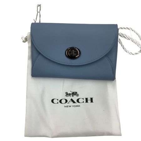  COACH コーチ 名刺入れ カード入れ レザー スカイブルー