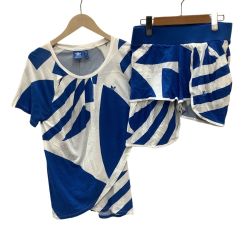 adidas アディダス レディース セットアップ Tシャツ パンツ アシンメトリー SIZE L ホワイト×ブルー Bランク