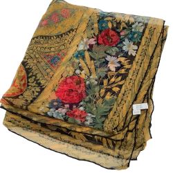 ♪♪ Christian Dior クリスチャンディオール 薄手大判 スカーフ 花柄 オレンジ Bランク