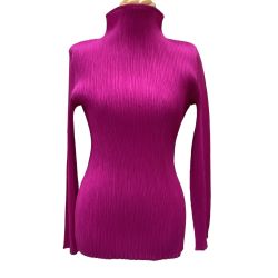 ♪♪ ISSEY MIYAKE イッセイミヤケ プリーツ タートルネックカットソー SIZE M IM94-FJ907 ショッキングピンク Bランク