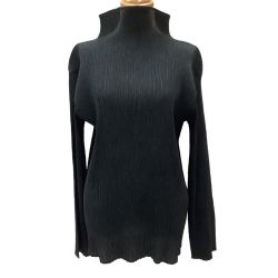 ♪♪ ISSEY MIYAKE イッセイミヤケ プリーツ タートルネックカットソー SIZE L IM74-FJ907 ブラック Bランク