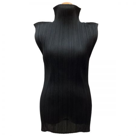  ISSEY MIYAKE イッセイミヤケ PLEATS PLEASE ノースリーブカットソー  PP64-JK603 ブラック