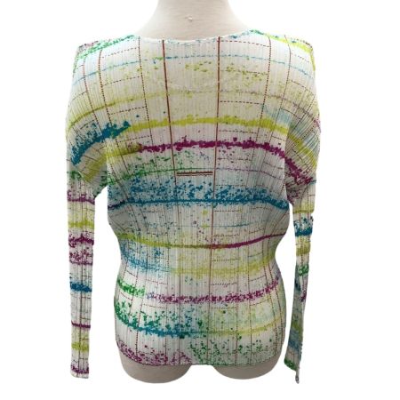 ISSEY MIYAKE イッセイミヤケ PLEATS PLEASE カットソー ペンキ柄 チェック PP71-JK601 ホワイト