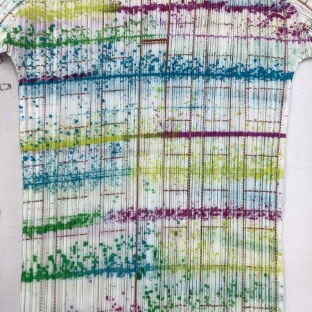 ISSEY MIYAKE イッセイミヤケ PLEATS PLEASE カットソー ペンキ柄 チェック PP71-JK601 ホワイト