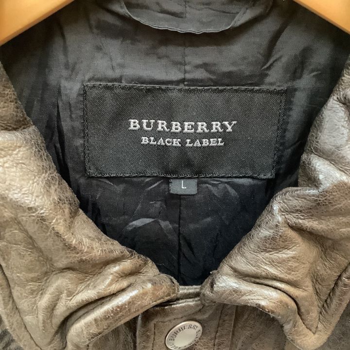 BURBERRY BLACK LABEL バーバリーブラックレーベル メンズ レザージャケット シワ加工 SIZE L  ブラウン｜中古｜なんでもリサイクルビッグバン