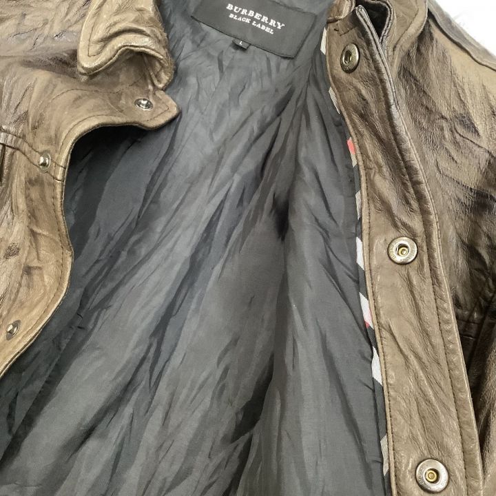 BURBERRY BLACK LABEL バーバリーブラックレーベル メンズ レザージャケット シワ加工 SIZE L ブラウン ｜中古｜なんでもリサイクルビッグバン