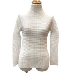 ♪♪ ISSEY MIYAKE(T.) イッセイミヤケ タートルネックカットソー ワッフルプリーツ SIZE M IM94FT106 ホワイト Bランク