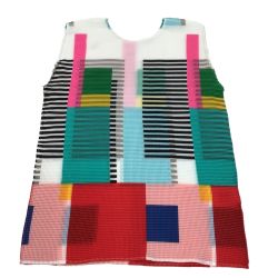 ♪♪ ISSEY MIYAKE me イッセイミヤケ ミー ワッフルプリーツ ノースリーブカットソー MI11FR272 カラフル Bランク