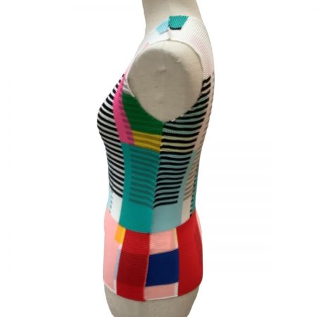  ISSEY MIYAKE me イッセイミヤケ ミー ワッフルプリーツ ノースリーブカットソー MI11FR272 カラフル