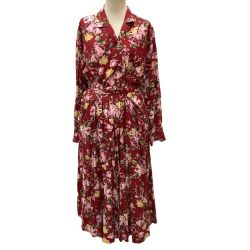 INGEBORG インゲボルグ レディース 花柄 セットアップ シャツ スカート  レッド Bランク
