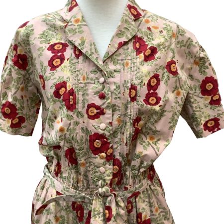 PINK HOUSE ピンクハウス レディース ワンピース 花柄 前開きボタン リボン ピコフリル ピンク