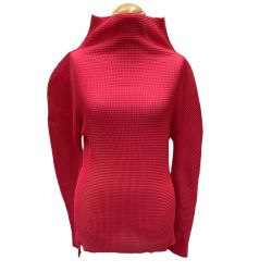 ♪♪ ISSEY MIYAKE me イッセイミヤケ ミー タートルネックカットソー プリーツ MI31KJ221 ショッキングピンク Bランク