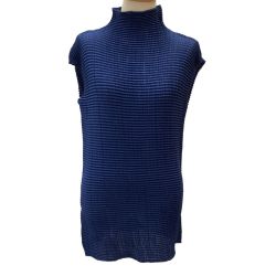 ♪♪ ISSEY MIYAKE イッセイミヤケ ワッフルプリーツ PLEATS ノースリーブカットソー  ◆EC専売◆ ブルー Bランク