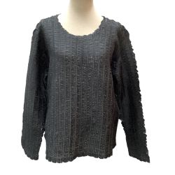 ♪♪ ISSEY MIYAKE イッセイミヤケ 変形 カットソー ウロコ風デザイン SIZE 2 IM14FJ912 ブラック Bランク