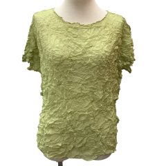 ISSEY MIYAKE イッセイミヤケ カットソー シワ加工 シフォン  黄緑 Bランク