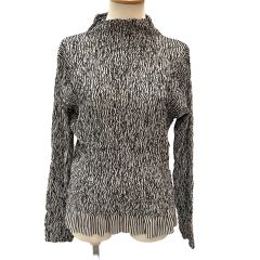 ISSEY MIYAKE イッセイミヤケ 波プリーツ ストライプ SIZE 2 IF54FJ504 ホワイト×ブラック Bランク