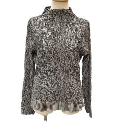 ISSEY MIYAKE イッセイミヤケ 波プリーツ ストライプ SIZE 2 IF54FJ504 ホワイト×ブラック Bランク