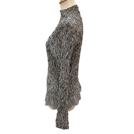 ISSEY MIYAKE イッセイミヤケ 波プリーツ ストライプ SIZE 2 IF54FJ504 ホワイト×ブラック